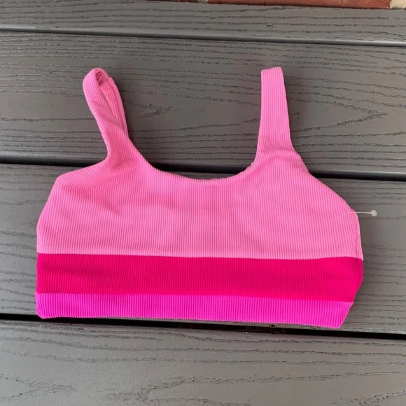 Beach Riot Girls Little Mackenzie Heidi Set Peak Pink Colorblock - Picture 2 of 12